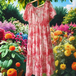 Vestido Corto de Algodón Estampado Floral con Bloques Hechos a Mano en India, Estilo Playero, Largo hasta el Suelo, Regalo de Boda para Novia, Ropa de Verano, Cintura Elástica Dulce - Product Image 4