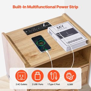 Comodino Boho con Cassetto Aperto e Ripiano, Gambe in Legno Massello, Tavolino in Rattan - Comodini - Product Image 4