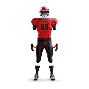 Professional American Football Uniform Custom Heat-Transfer Printed Breathable Mesh Fabric Plus Size Jersey Shorts Set Zipper - Product Image 3