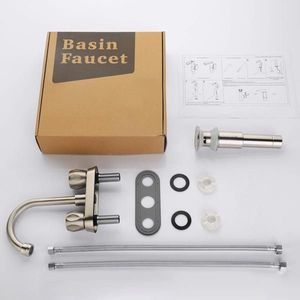 Rubinetto per lavabo da bagno Centerset a 2 maniglie con scarico a scomparsa in acciaio inossidabile e tubo di scarico - Rubinetti per lavabo di alta qualità - Product Image 5