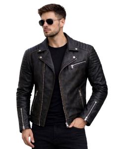 เสื้อแจ็คเก็ตหนังผู้ชาย 100% PU หนังเทียม สำหรับฤดูหนาว แขนยาวเต็มตัว แบบลำลอง สีพื้น ย้อมสีธรรมชาติ เป็นมิตรกับสิ่งแวดล้อม ระบายอากาศได้ดี บริการ OEM - Product Image 1