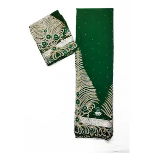 قماش جورج نيجيري مطرز يدويًا عالي الجودة متوفر بكميات كبيرة وبسعر رخيص من مصنع هندي