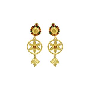 Wholesale 14K 18K 24K Micron Gold Plated Forming Earrings Traditional <b>Floral</b> Design Bridal Earrings Set Fashion Dangle Earrings - Product Image 2