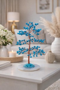 Árbol de Cristal de Turquesa Natural al por Mayor con 200 Cuentas, Base de Ágata Blanca, Hecho a Mano, Ecológico, Árbol Bonsái de Piedras Preciosas, Feng Shui - Product Image 2