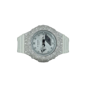 Stunning Elegant Fashion Diamond <b>Watch</b> with Stainless Steel <b>Case</b> Half Iced Analog Dial Glass 20mm Rubber Band - Product Image 3