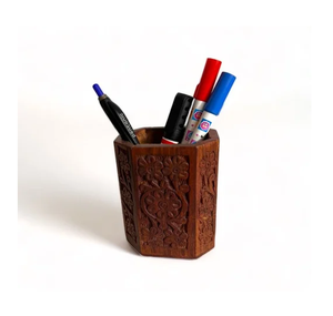 Porte-stylos en bois pour outils d'écriture, organiseur de stylos/crayons en bois, forme carrée - Product Image 1