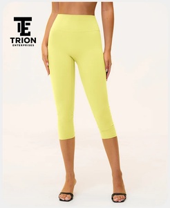 Leggings Capri de Cintura Alta para Mujer, Casuales, Azules, Elásticos, Tejidos, Pantalones de Yoga Transpirables, Suaves y Cómodos, de Spandex y Nailon Sin Costuras - Product Image 3