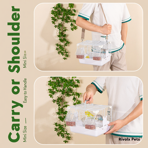 Cage de transport portable pour oiseaux avec perchoir et mangeoires, petit transporteur pour perroquet, perruche, calopsitte, budgerigar, agapornis - Product Image 5