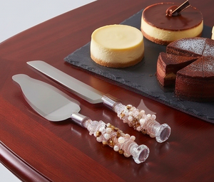 Elegant Stainless Steel Cake Knife <b>Set</b> With Beaded Handles Handmade For Dessert Serving Wedding And Parties Serving Flatware - Product Image 2