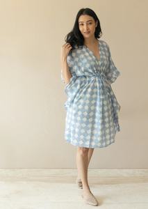 Khavaahish Handicraft Women's Short Kaftan Dress 100% Cotton Breathable Sustainable Digital <b>Printing</b> Solid Natural Autumn - Product Image 2