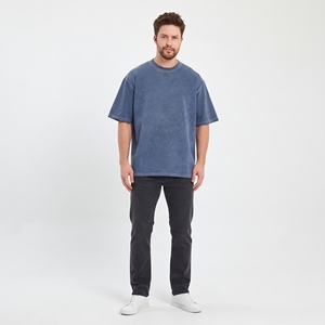 Oversized Acid Wash Long Solid 100% Cotton Streetwear Screen Printed Vintage Washed <b>Half</b> <b>Sleeve</b> O-Neck 220g Men's <b>T</b>-<b>Shirt</b> - Product Image 1