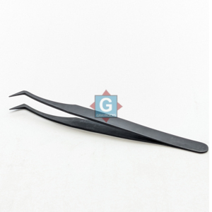 แหนบต่อขนตาสแตนเลสสีดำด้านแบบขายส่ง ผ่านการทดสอบด้วยมือ - Product Image 1