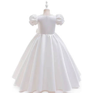Robe de bal en satin et tulle à manches bouffantes blanches pour filles de 2 à 12 ans, idéale pour mariage et fêtes, nouvelle collection de haute qualité, robe de demoiselle d'honneur en gros - Product Image 2
