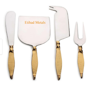 Juego de 3 cuchillos para queso de latón antiguo martillado, hechos a mano - Product Image 5