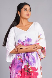 Indian Floral Print Satin <b>Kaftan</b> Nightgown <b>Long</b> Women's Bohemian Luxury Breathable Beachwear Gift for Her Casual Dresses - Product Image 3