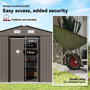 Grande Capanno da Giardino per Esterni, Casetta Attrezzi Moderna Industriale in PVC Ecologico e Acciaio Zincato Impermeabile per Deposito Biciclette - Product Image 5