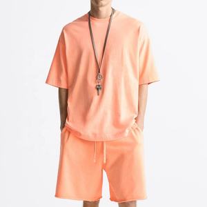 T-shirt de haute qualité pour hommes, poids lourd, 100% coton, t-shirt surdimensionné avec impression bouffante unie, chemises Street Wear - Product Image 1