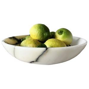 Tazón de mármol 100% auténtico para frutas, tazón redondo para frutas, piedra blanca, textura de mármol negro, venta al por mayor - Product Image 1