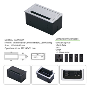 <span class=keywords><strong>Prise</strong></span> multimédia intégrée encastrable en alliage d'aluminium pour bureau avec <span class=keywords><strong>prise</strong></span> secteur, téléphone VoIP et double port audio VGA 3.5 - Product Image 6
