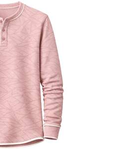 Sudadera Henley con estampado geométrico rosa para hombre, de manga larga, tejido French Terry, corte regular, informal, para invierno, nueva. - Product Image 4