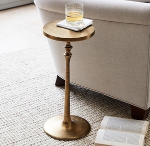 Adjustable Height Natural Marble Drink <b>Table</b> Brass Metal Stand Modern Multi-Functional Accent Side <b>Table</b> for Living Room Lounge - Product Image 5
