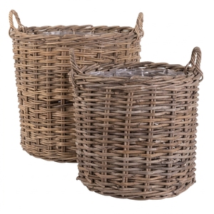 New Modern Minimalist Woven Rattan Storage Basket Set Eco-Friendly Round Organizer Container Handles Home Decoration Wicker Box - Product Image 1