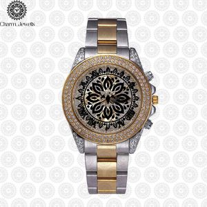 Charm_Jewells Luxury Women's Stainless Steel Diamond Watch Analog Dial Sapphire Crystal <b>Chronograph</b> Round Case 38mm - Product Image 3