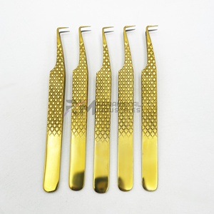 Pince à épiler pour extensions de cils RMI de qualité supérieure, couleur or plasma, avec poignée diamantée, en acier inoxydable - Product Image 4