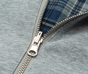 Sudadera Unisex Gris con Capucha y Bolsillos con Cremallera, Forro de Patchwork, Corte Regular, Ropa Casual de Invierno, 100% Algodón, Tejido de Felpa - Product Image 2