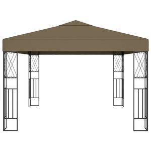 Gazebo de Tela Color Taupe (100% Poliéster) con Gran Toldo y Pérgola de Acero - Product Image 3