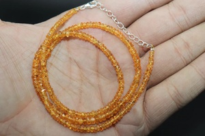 Collar de granate natural Fanta Spessartite para mujer, cuentas de Rondelle facetadas de 3-4mm, joyería de piedra - Product Image 3