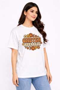 ONETEN APPARELS Camiseta de Algodón 100% para Mujer, Corte Regular, Cuello Redondo, Manga Corta, Estampado Digital, Informal, para Primavera - Product Image 1