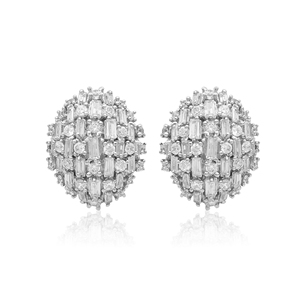 5.50 Cttw White CZ Diamond Stud <b>Earrings</b> 925 Sterling Silver, Round & Baguette Cut Cubic Zirconia <b>Earrings</b> for Women, Push <b>Back</b> - Product Image 1