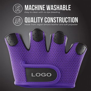 Custom LOGO Purple Mesh <b>Half</b> Finger <b>Half</b> Palm Gym Gloves For Weight Lifting Unisex Workout Fitness Anti <b>Slip</b> Pull On Design - Product Image 2