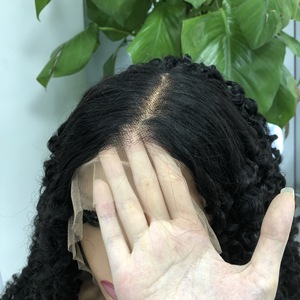 Peluca rizada birmana de color natural con extensiones de cabello frontal de encaje completo transparente - Product Image 3