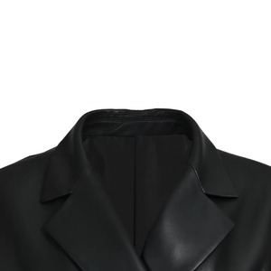 <b>Women</b> Genuine Leather Cropped <b>Jacket</b> V-neck Short <b>Sleeveless</b> Outerwear Custom Color Spring Autumn - Product Image 5