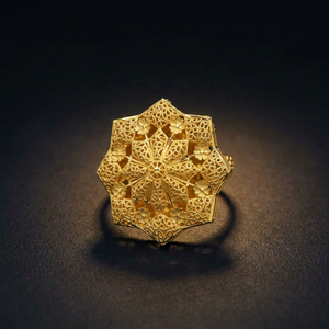 Bagues de mode plaquées or 14K, 18K, 24K en gros, bagues de mariée style Dubaï, bagues traditionnelles, Oro Joyeria - Product Image 6