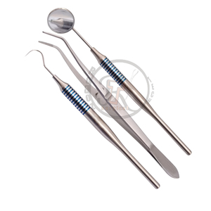 Set de Examen Dental de 3 Piezas, Kit de Diagnóstico Básico con Espejo, Explorador y Pinzas - Product Image 1