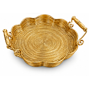 Hammered Stainless Steel Serving <b>Tray</b> With Gold Branch Handles Elegant Botanical Leaf Accent <b>Decorative</b> Platter <b>For</b> <b>Coffee</b> <b>Table</b> - Product Image 6