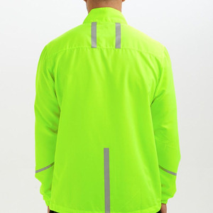 เสื้อแจ็คเก็ตกันลมสะท้อนแสงสีเขียวนีออนสำหรับผู้ชายพร้อมซิปปิดสไตล์สปอร์ตสำหรับกิจกรรมกลางแจ้ง - Product Image 3