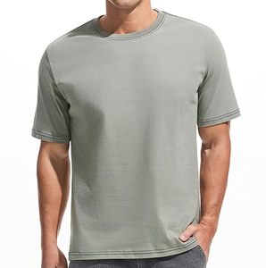 Camiseta de Manga Corta para Hombre, Corte Regular, Color Sólido, Cuello Redondo, 100% Algodón Jersey, Secado Rápido, Transpirable, Ecológica, con Ribete en Contraste - Product Image 1