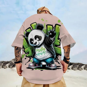 T-shirt unisexe imprimé 3D Panda personnalisé pour le Nouvel An chinois, décontracté d'été à manches courtes, coupe classique, écologique et respirant - Product Image 6