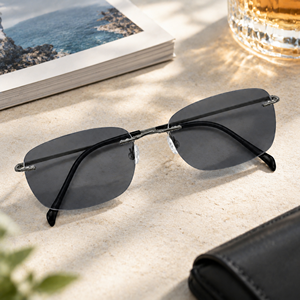 Lunettes de soleil sans monture, monture carrée en titane avec verres confortables en résine Lutein UV420 pour la vue et la lecture - Product Image 4