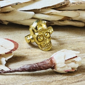 Dernier design : Bague Tête de Mort Gothique en Laiton pour Hommes, Plaqué Or 18 carats, Bijoux Hip Hop, Squelette, Punk, Motard - Vente en Gros/OEM/ODM - Product Image 6