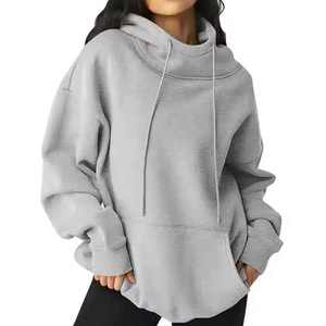 Sudadera con Capucha Blanca Extra Grande para Mujer, Manga Larga, Hombros Caídos, Tejido de Algodón, con Bolsillos, para Otoño - Product Image 5