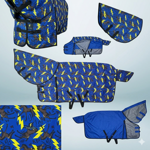 Manta para Caballo Impermeable de Poliéster 600D, Relleno de 150G, Forro Estampado, Exterior de Nailon y Polialgodón con Ribete Negro, para Doma Clásica - Product Image 3