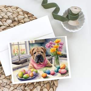 Whimsical Easter Shar Pei Tarjetas de felicitación Paquete de 8 A7 Tamaño 5x7 Tarjetas de notas en blanco Sobres para decorar notas personalizadas - Product Image 2