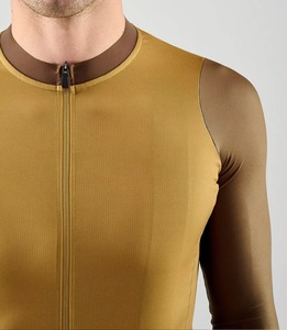 Maillot de cyclisme personnalisé moutarde à manches longues, fermeture éclair intégrale, léger, respirant, avec empiècements en mesh, pour le cyclisme sur route, vêtements de sport d'équipe - Product Image 6