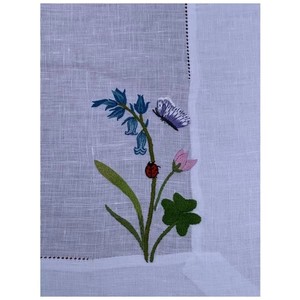 Custom Washable Reuse Embroidery Flowers in The Garden <b>Placemats</b> Napkins Sets 100% Linen Hemstitch Mats Home Wedding Events - Product Image 4