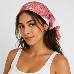 Bandana carré en coton 100% biologique, respectueux de l'environnement, teintures naturelles, imprimé à la main, foulard de mode respirant et durable en Mulmul - Product Image 2